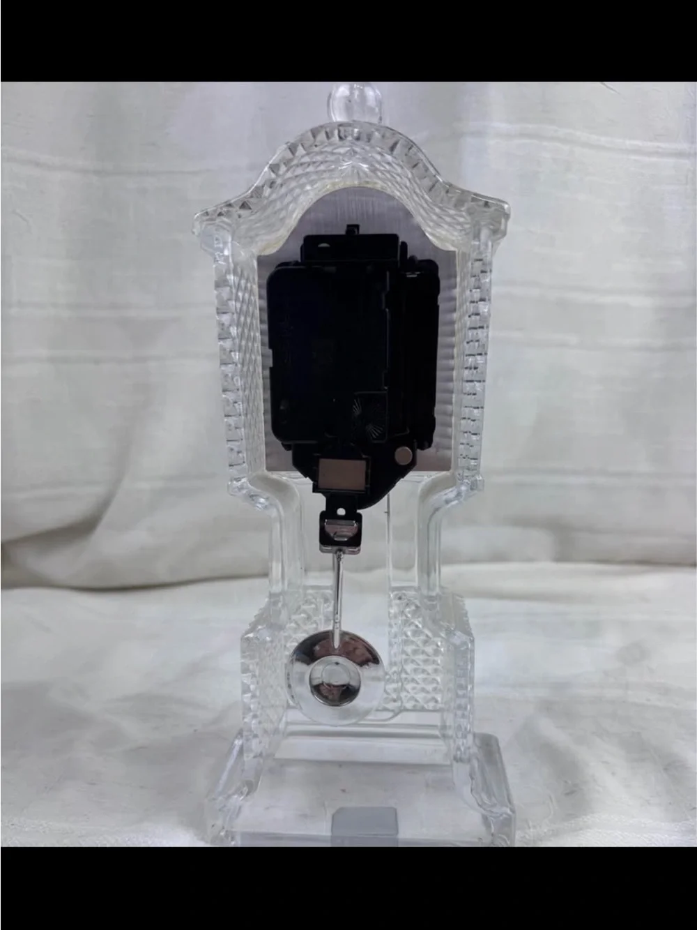 Vintage Godinger Clear Crystal Pendulum Desk Clock - Clear
